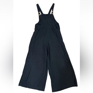 NATURAL LIFE Carrington Black 100% Cotton Overalls Wide Leg Oversized Boho Sz M